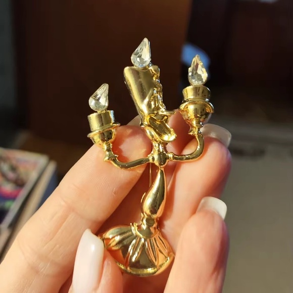 Anthropologie Jewelry - Candle Holder Beauty&Beast Gold Brooch